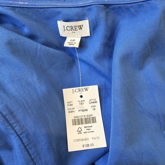 J. Crew Blue Floral One Shoulder Midi Dress Women's Size 12 NWT - Picture 7 of 13